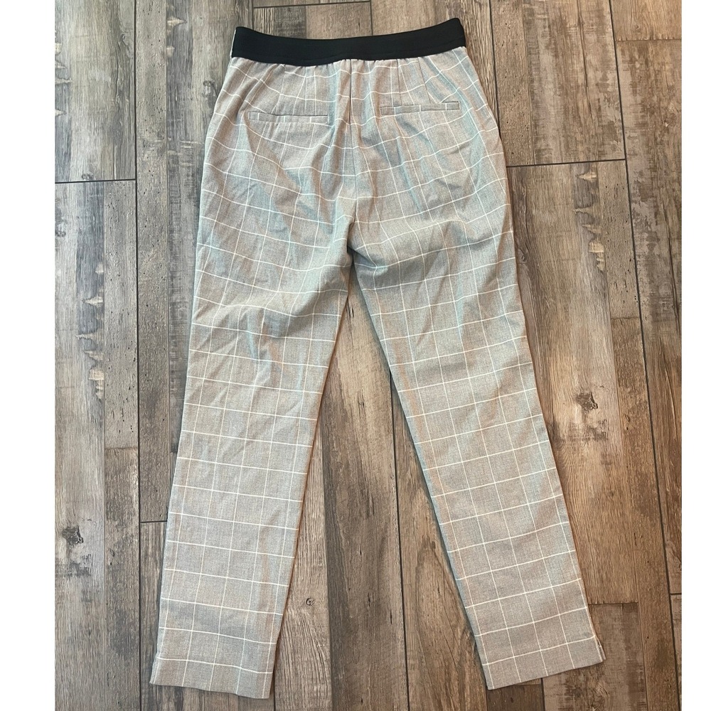 Zara Womens Gray Windowpane Plaid Pull On Trousers Slim Leg Pants Size Medium - Picture 4 of 4